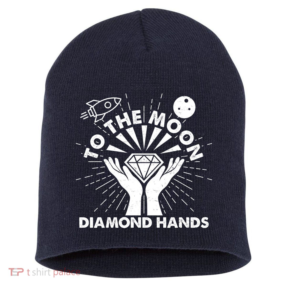 To The Moon Diamond Hands Crypto Currency Short Acrylic Beanie