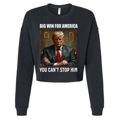 Trump On 90 Dems Big Win For American Antibiden Cropped Pullover Crew