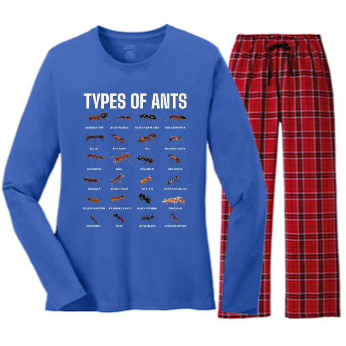 Types Of Ants For Ant Keeper Lovers Women's Long Sleeve Flannel Pajama Set 