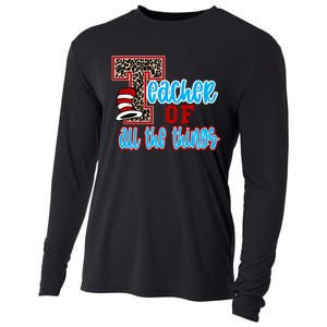 Teacher Of All The Things Teacher Library Book Reading Week Cooling Performance Long Sleeve Crew