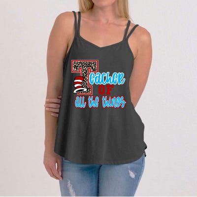 Teacher Of All The Things Teacher Library Book Reading Week Women's Strappy Tank