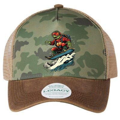 Turtle On A Snowboard Snowboarding Legacy Tie Dye Trucker Hat