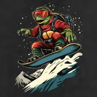 Turtle On A Snowboard Snowboarding Garment-Dyed Fleece Hoodie