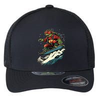 Turtle On A Snowboard Snowboarding Flexfit Unipanel Trucker Cap
