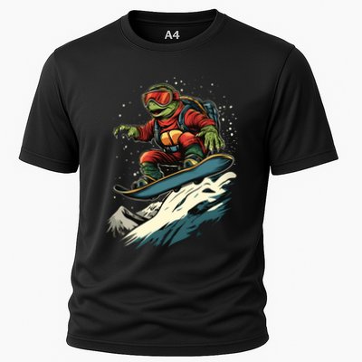 Turtle On A Snowboard Snowboarding Performance Shirt