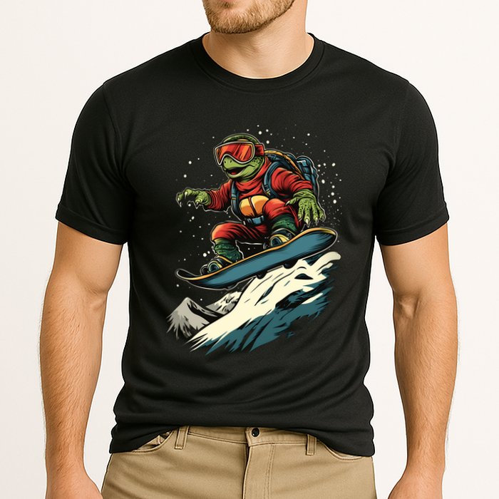 Turtle On A Snowboard Snowboarding Performance Shirt