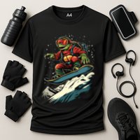 Turtle On A Snowboard Snowboarding Performance Shirt