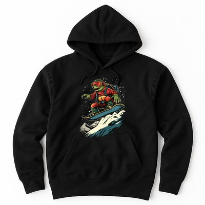 Turtle On A Snowboard Snowboarding Hoodie
