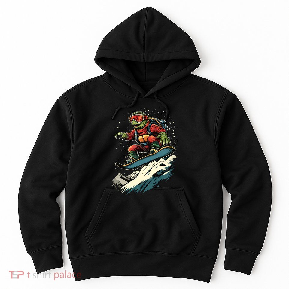 Turtle On A Snowboard Snowboarding Hoodie