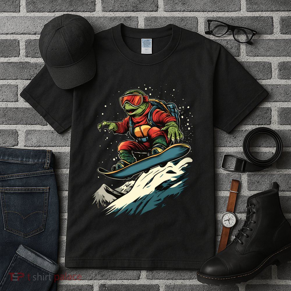 Turtle On A Snowboard Snowboarding Tall T-Shirt