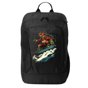 Turtle On A Snowboard Snowboarding City Backpack