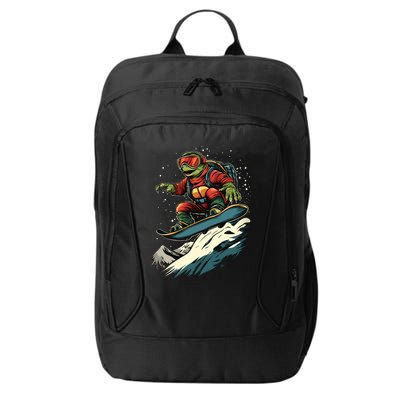 Turtle On A Snowboard Snowboarding City Backpack