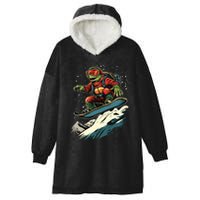 Turtle On A Snowboard Snowboarding Hooded Wearable Blanket