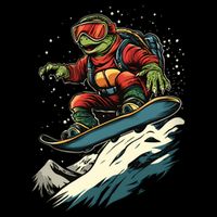 Turtle On A Snowboard Snowboarding Bucket Hat