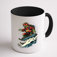 Turtle On A Snowboard Snowboarding Mug