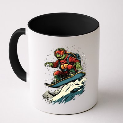 Turtle On A Snowboard Snowboarding Mug