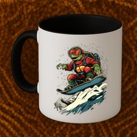 Turtle On A Snowboard Snowboarding Mug