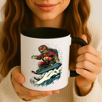 Turtle On A Snowboard Snowboarding Mug