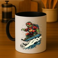 Turtle On A Snowboard Snowboarding Mug