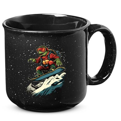 Turtle On A Snowboard Snowboarding 15oz Campfire Ceramic Mug