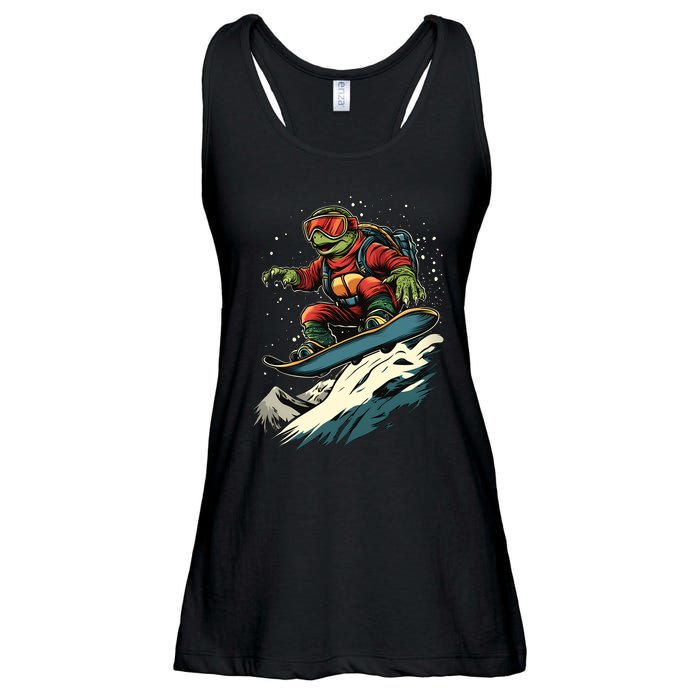 Turtle On A Snowboard Snowboarding Ladies Essential Flowy Tank
