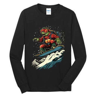 Turtle On A Snowboard Snowboarding Tall Long Sleeve T-Shirt