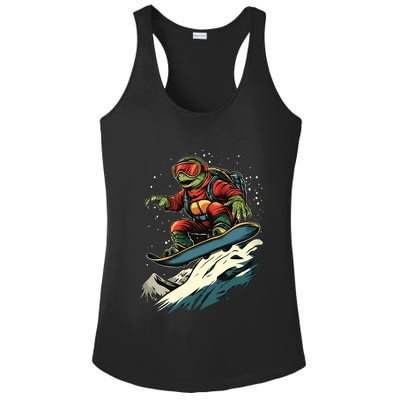 Turtle On A Snowboard Snowboarding Ladies PosiCharge Competitor Racerback Tank