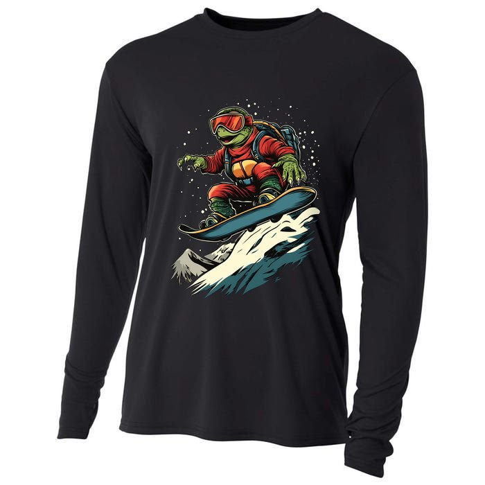 Turtle On A Snowboard Snowboarding Cooling Performance Long Sleeve Crew