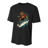 Turtle On A Snowboard Snowboarding Youth Performance Sprint T-Shirt