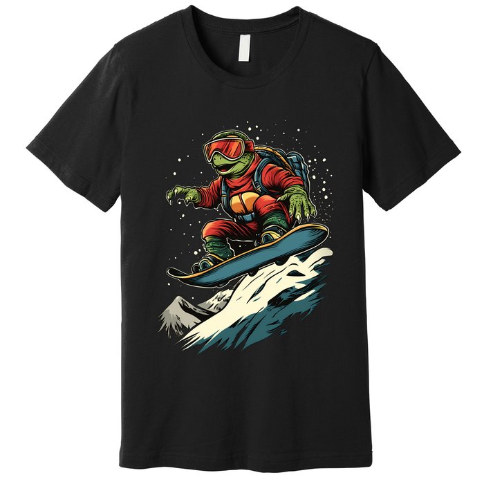 Turtle On A Snowboard Snowboarding Premium T-Shirt
