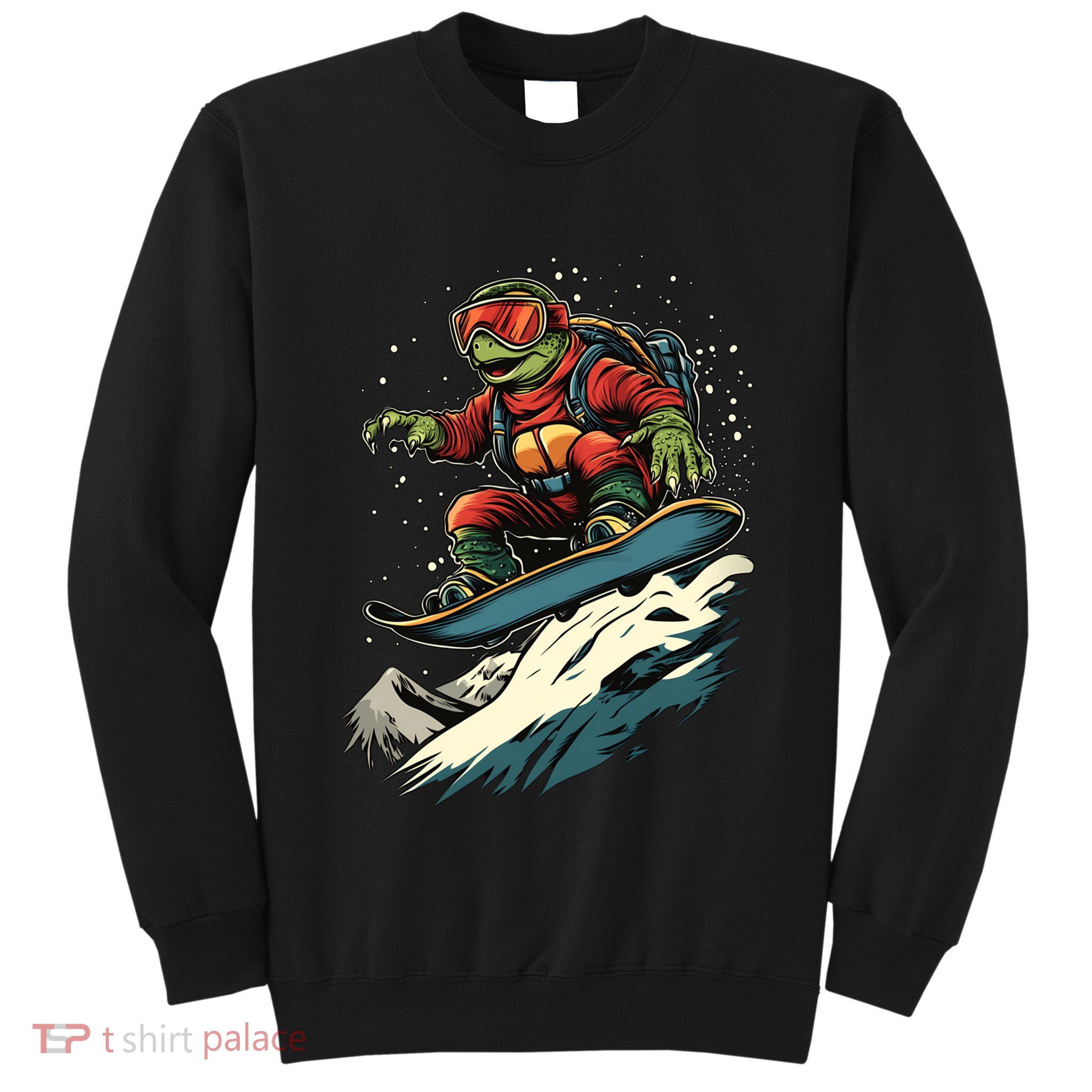 Turtle On A Snowboard Snowboarding Tall Sweatshirt