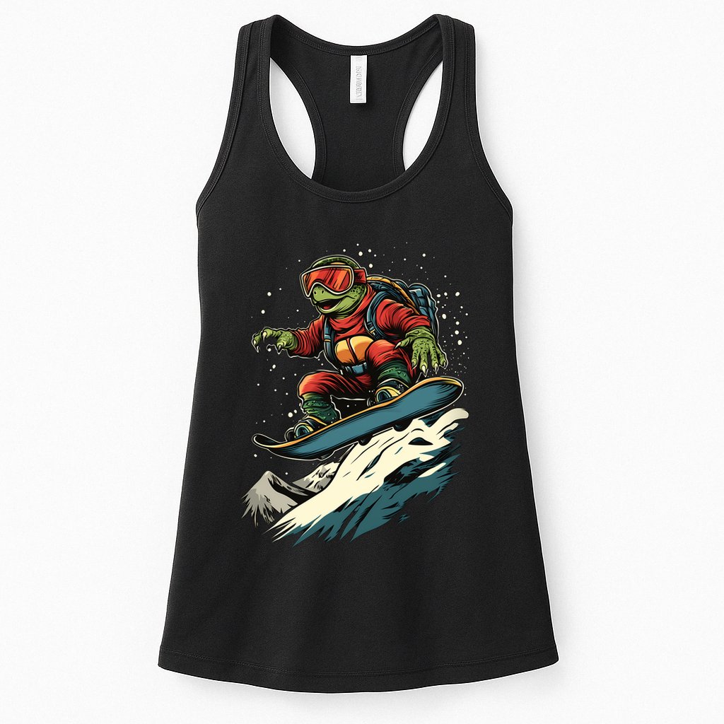 Turtle On A Snowboard Snowboarding Womens Tank Top