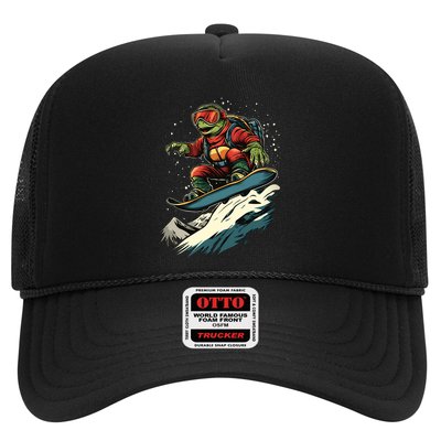 Turtle On A Snowboard Snowboarding Trucker Hat