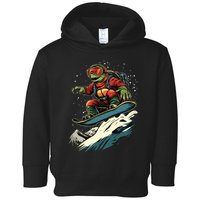 Turtle On A Snowboard Snowboarding Toddler Hoodie