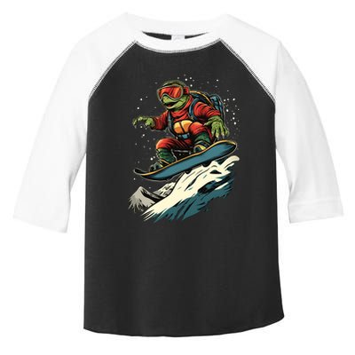 Turtle On A Snowboard Snowboarding Toddler Fine Jersey T-Shirt