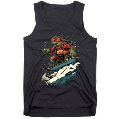 Turtle On A Snowboard Snowboarding Tank Top
