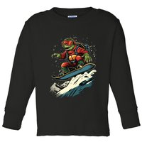 Turtle On A Snowboard Snowboarding Toddler Long Sleeve Shirt