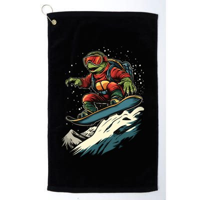 Turtle On A Snowboard Snowboarding Golf Towel