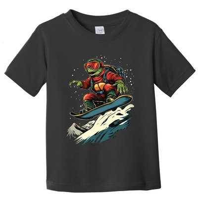 Turtle On A Snowboard Snowboarding Toddler T-Shirt