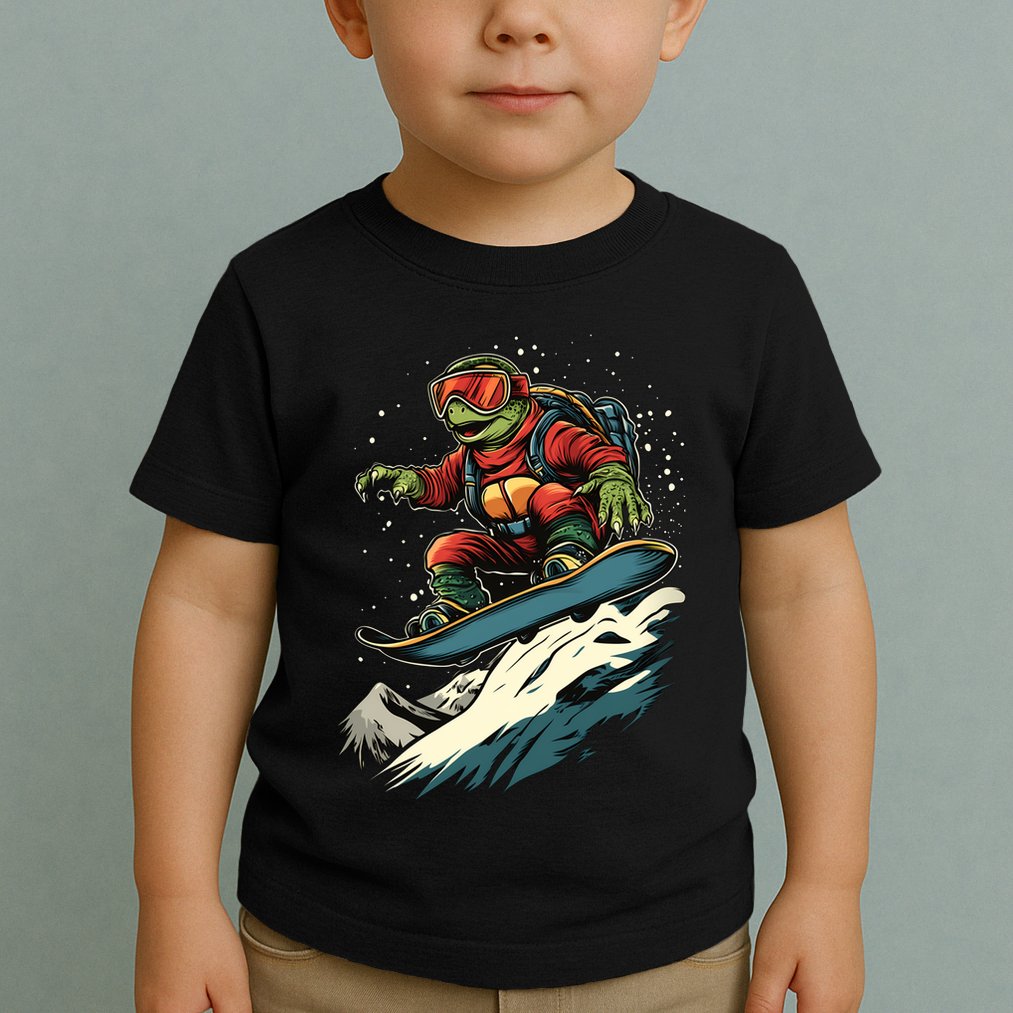 Turtle On A Snowboard Snowboarding Toddler T-Shirt