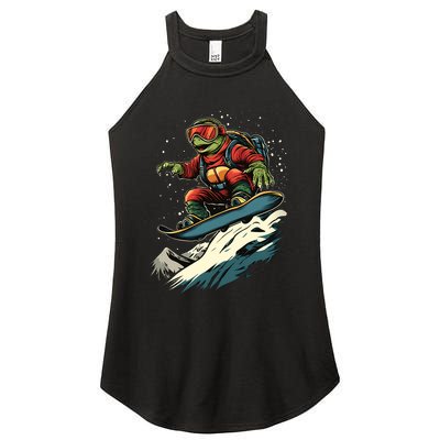 Turtle On A Snowboard Snowboarding Women's Perfect Tri Rocker Tank