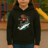 Turtle On A Snowboard Snowboarding Kids Hoodie