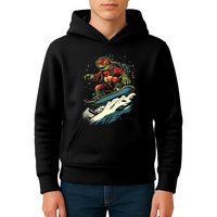 Turtle On A Snowboard Snowboarding Kids Hoodie