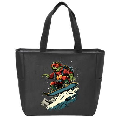 Turtle On A Snowboard Snowboarding Zip Tote Bag