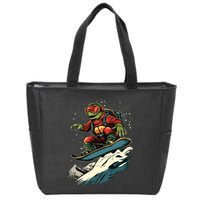 Turtle On A Snowboard Snowboarding Zip Tote Bag