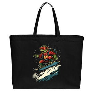 Turtle On A Snowboard Snowboarding Cotton Canvas Jumbo Tote