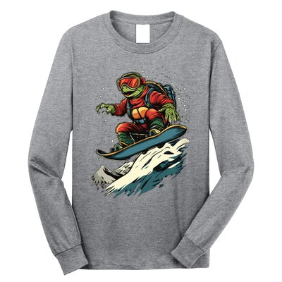 Turtle On A Snowboard Snowboarding Long Sleeve Shirt