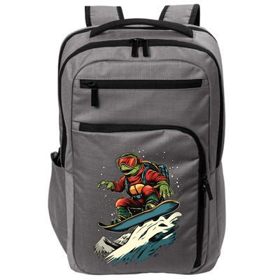 Turtle On A Snowboard Snowboarding Impact Tech Backpack