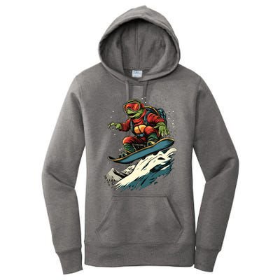 Turtle On A Snowboard Snowboarding Women's Pullover Hoodie