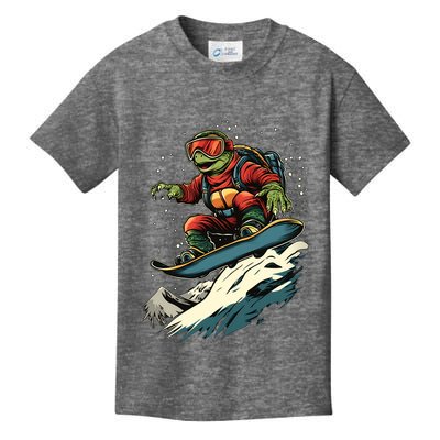 Turtle On A Snowboard Snowboarding Kids T-Shirt